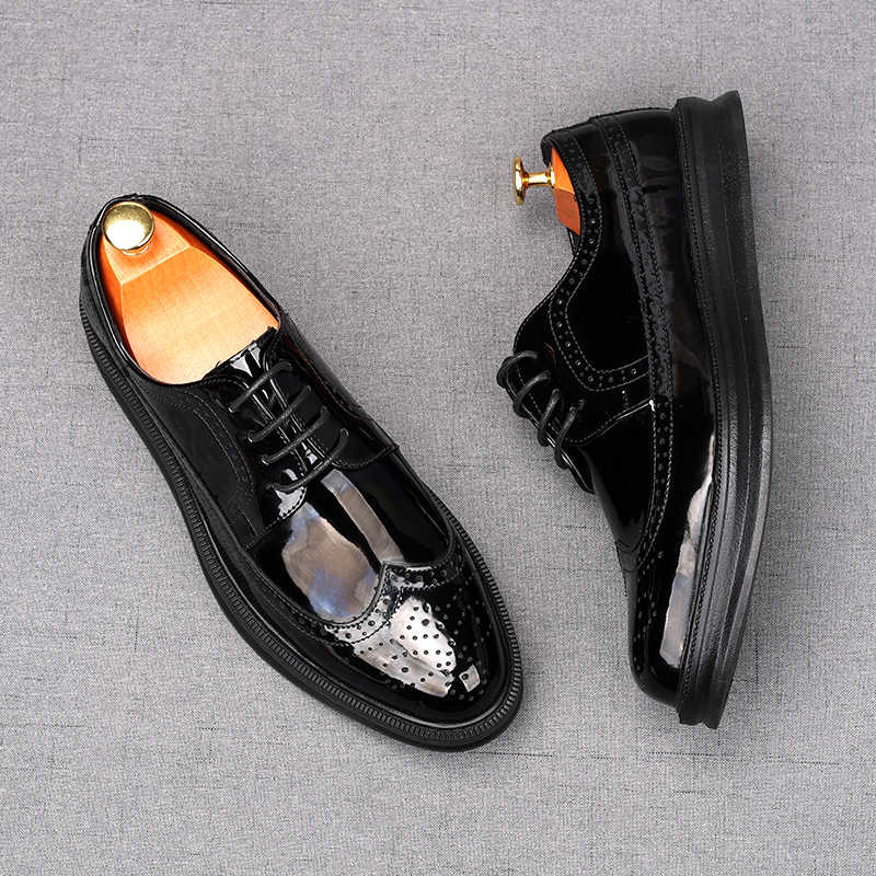 Fashion Fashion Men's Charm White Black Lace Up Platform Casual Shoes Flats  Male Homecoming Wedding Dress Footwear Zapatillas Hombre