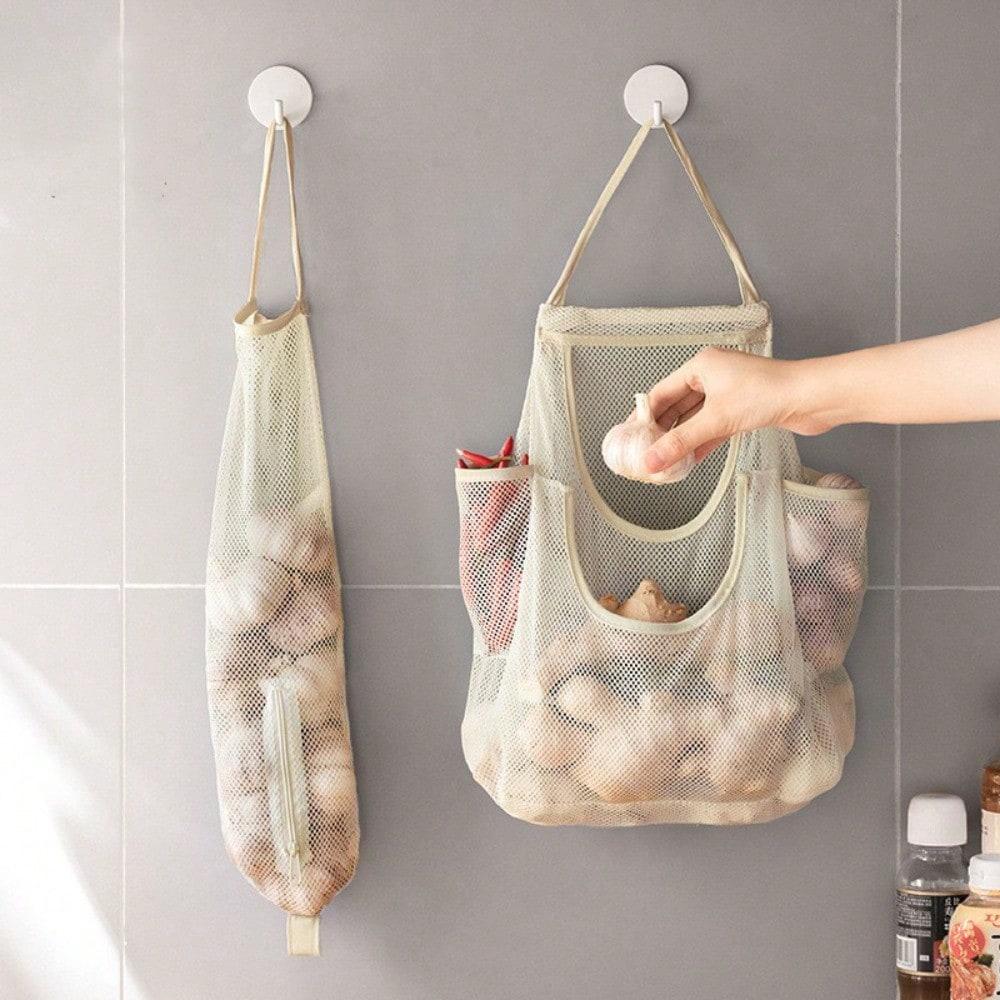 Single Pack Onion Ginger Garlic Storage Bag, Fruit And Vegetable Hanging Mesh Bag, Wall-Mounted Shopping Bag Garbage Bag Storage Net