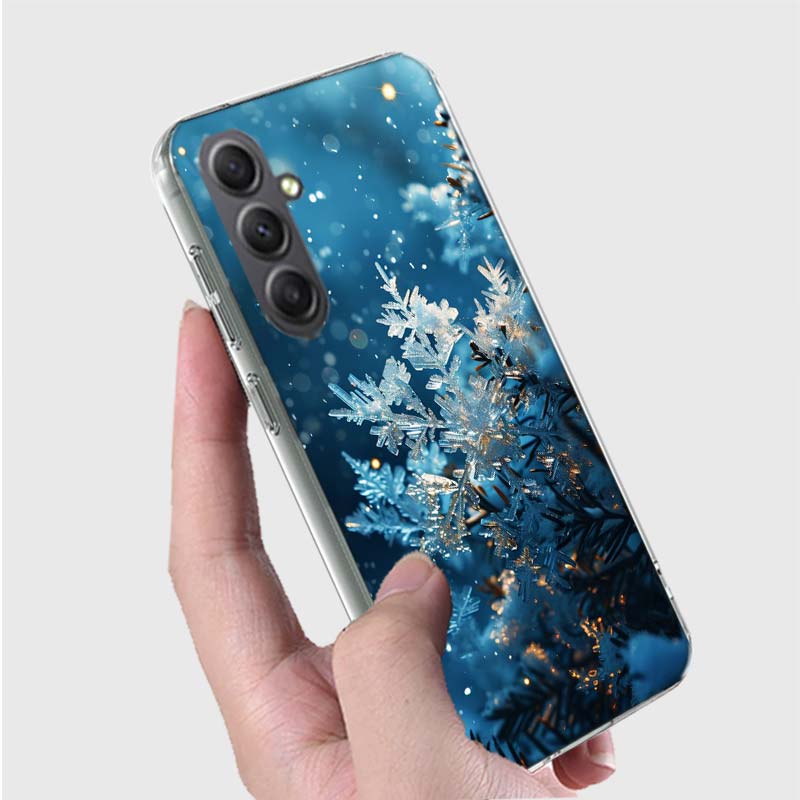 Snowflake Winter White Snow Christmas Phone Case for Samsung A16 A26 A36 A56 A17 A37 A57 A07 A06 A02S A03 A04S A05S Galaxy Note