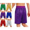 Costume de Performance Scénique Danse Jazz Garçon Short à Sequins Brillants Ceinture Élastique Doublure Douce Poches Coupe Confortable
