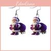 Winter Santa Purple Acrylic Earrings With Creative Design For Decor Christmas