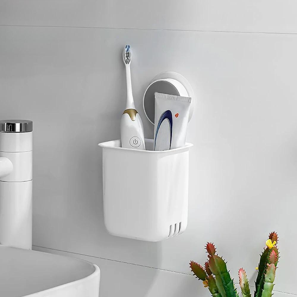 Portable Toothbrush Wall Mounted Drainage Storage Shelf No Punching Toothbrush Holder Bathroom Cosmetics Organizer Rack