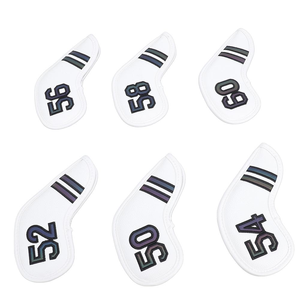 6PCS Golf Club Head Covers PU Leather Abrasion Resistant Clear Numbers Golf Iron Covers Set for