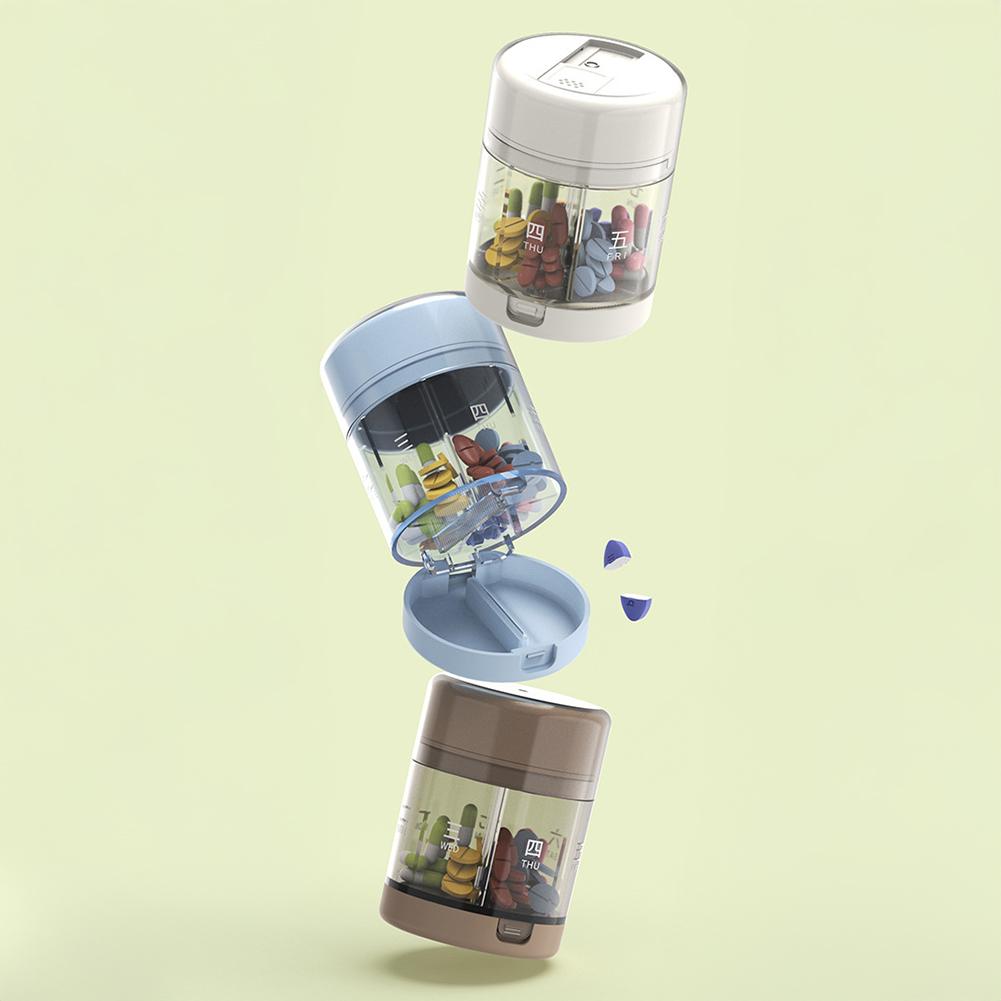 7-Day 2In1 Pill Cases Portable with Pill Cutter Travel Vitamin Box Pill Organizer Container Organizer Storage Fish Oils Hygienic Medication Organizer