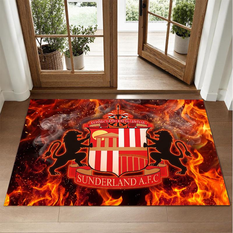 Sunderland Football Design Crystal Velvet Rug Soft Decorative Mat for Bedroom Entrance