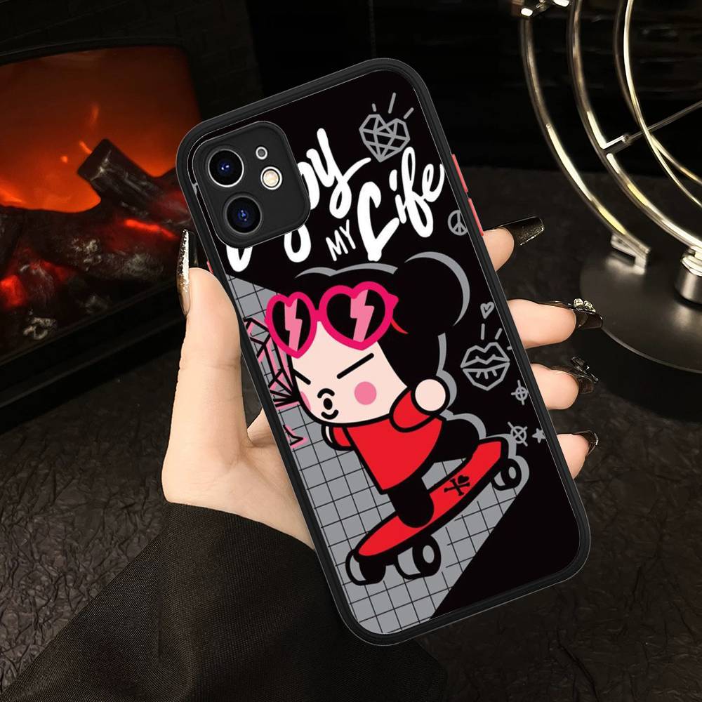 

Animation Pucca Cate Phone Case For IPhone 11 12 13 14 15 16 Pro Plus X XS MAX Matte Bumper Shockproof Cover iphone Xs Max