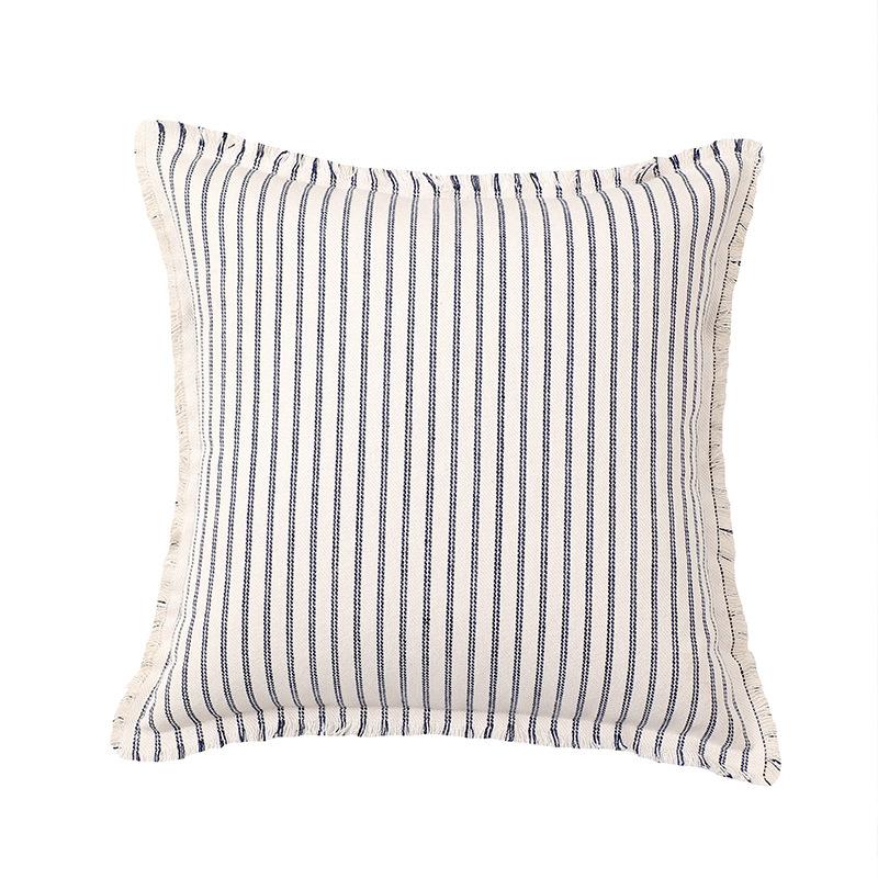 New Polycotton Striped Edge Pillowcase Geometric Striped Pillowcase Without Core Multiple Sizes