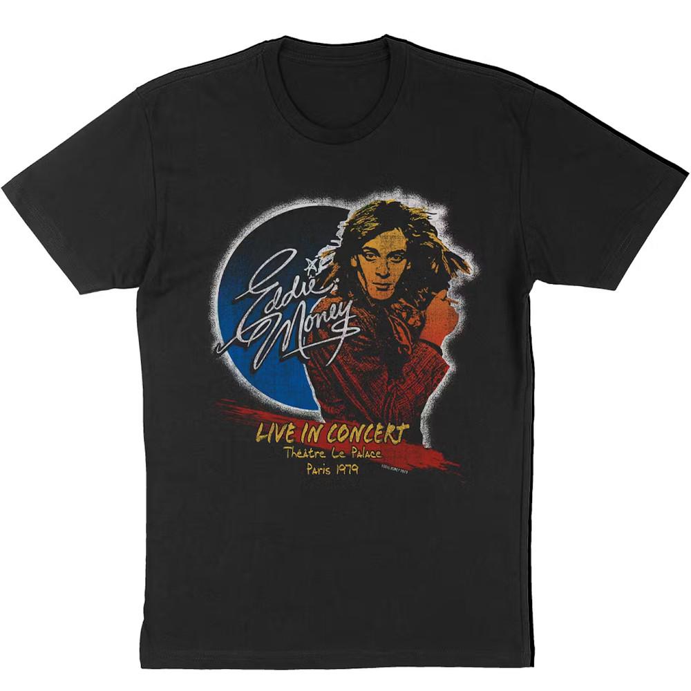 Vtg Eddie Money Live In Concert Cotton Black All Size Unisex T Shirt TR114 Unisex T-Shirt L