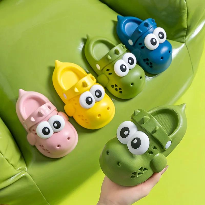 Милые детские тапочки с динозаврами для мальчиков и девочек — фото 3