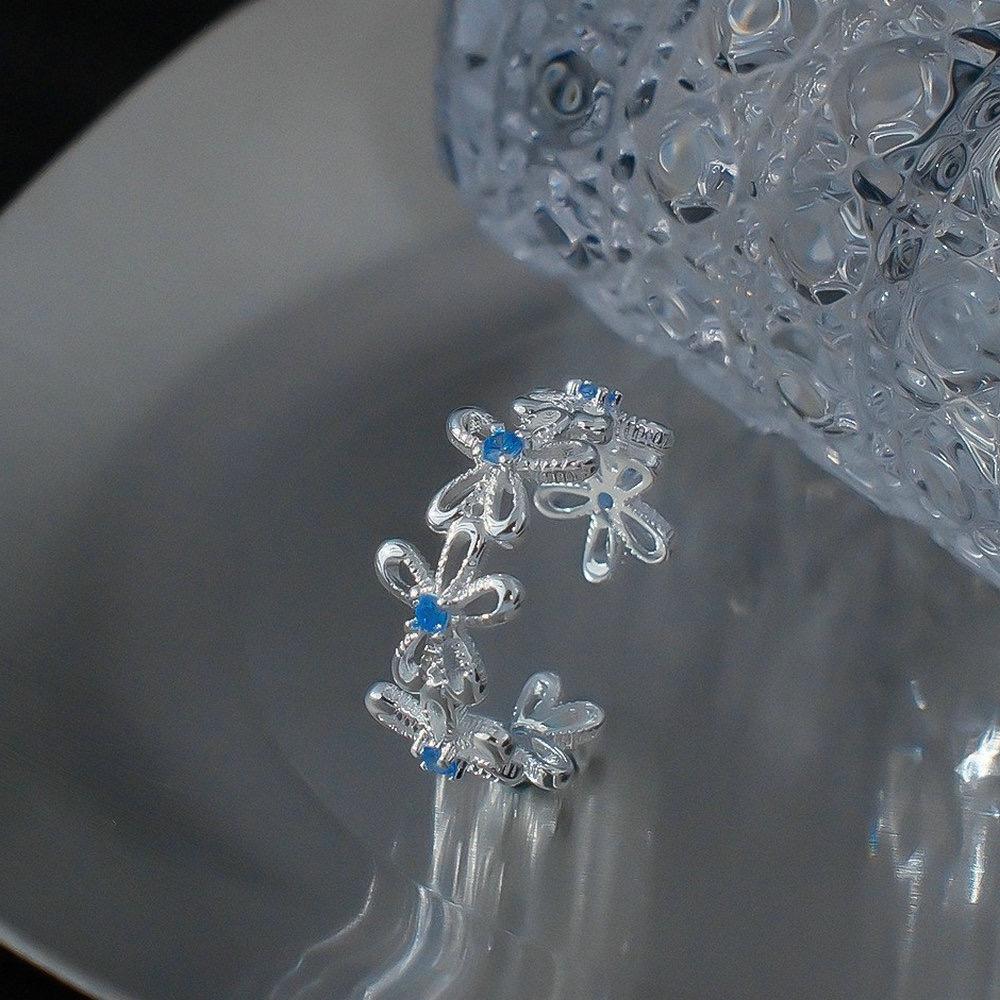 Xiaomi 925 Sterling Silver Rings for Women Couple Minimalist Handmade Simple CZ Hollow Flower Ring Fine Jewelry Gift Prevent Allergy