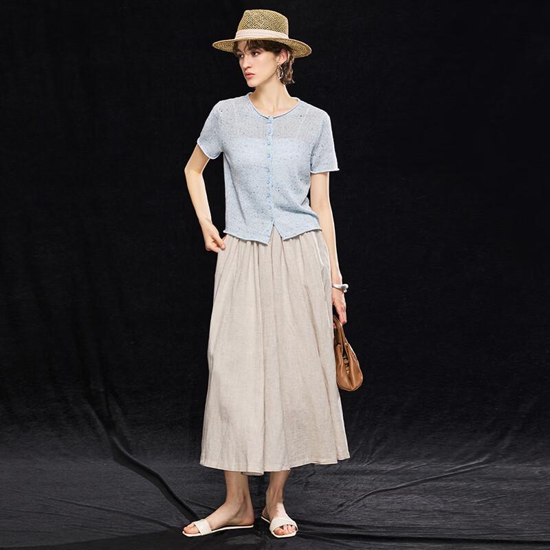 Wudao Natural Washi & Linen Blend Breathable Knit T-shirt