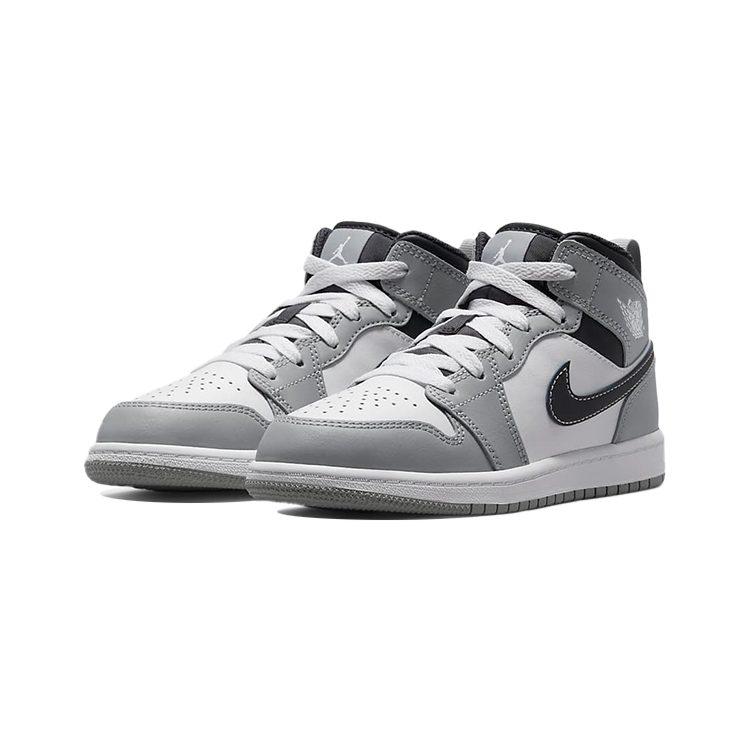 Jordan 1 Mid Slip Resistant Lightweight Cushioning Abrasion Resistant Breathable Mid Top Vintage Basketball Shoes Gray 640734-078
