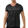 Chemise de nuit pour homme Col en V Manches courtes Satin T-shirt Hauts de pyjama amples Vêtements décontractés