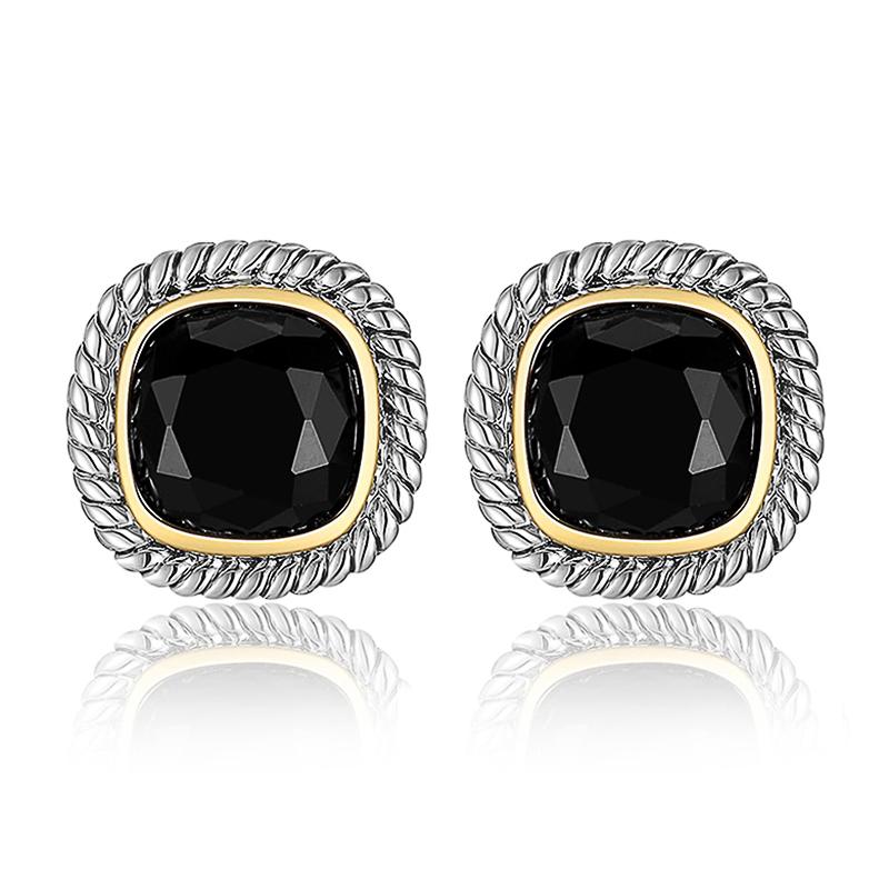 Boucles d'Oreilles Puces Exquises et Originales Huitan avec Zircone Cubique Noire Accessoires Scintillants Charmants pour Femme Tempérament Fête