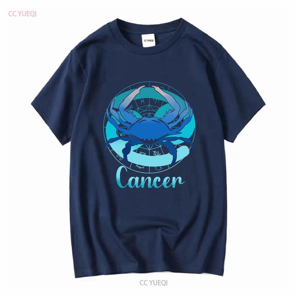 Cancer Astrology Zodiac Horoscope Sign T Shirt Long Or Short Sleeves Vintage Washed Stylish Versatile Streetwear Homme