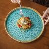 Mirror Ice Cracks Large 10.5-Inch Ceramic Disc Restaurant Cooking Plate Sashimi Plate Exit