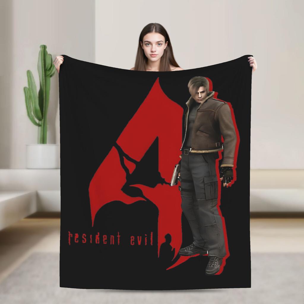 Leon Kennedy Blankets Resident Video Game Eviled Flannel Vintage Soft Throw Blanket for Home Spring/Autumn