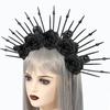 Black Rose Skull Rose Veil Headband Party Attire Gothic Flower Hair Hoops  Halloween