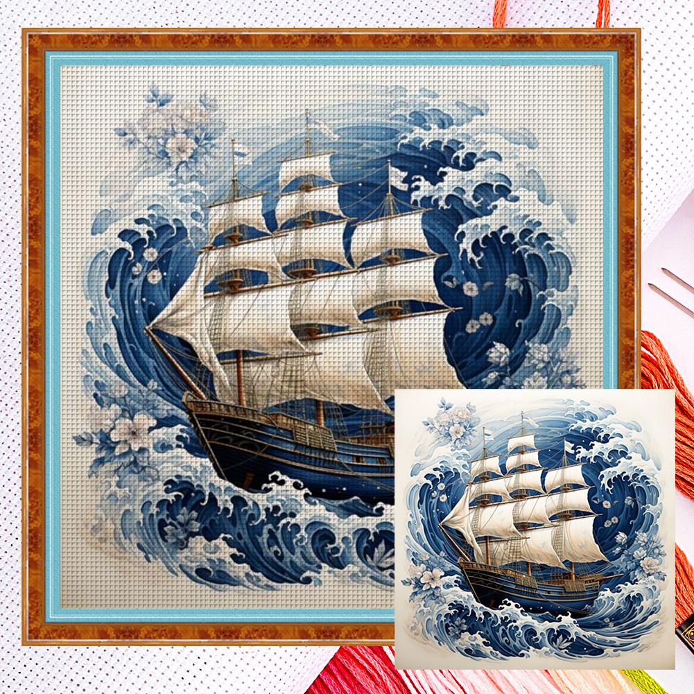 Full Embroidery Eco-cotton Thread 11CT Counted Landscape Cross Stitch 40x40cm