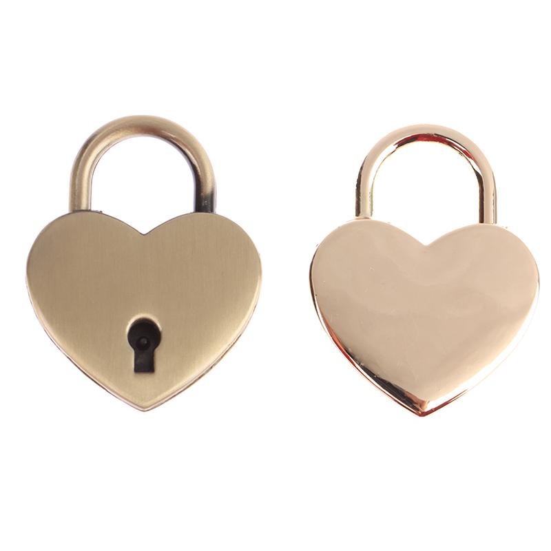 Cadenas Mini en Métal Vintage en Forme de Cœur pour Sac Valise Boîte à Bagages Serrure à Clé Avec Clé