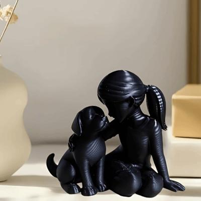 Gifts 3D Printed Girl And Dog Statues Cute Decoration Desktop Dog Figurine Creative Canine Statues Crafts Desktop Use