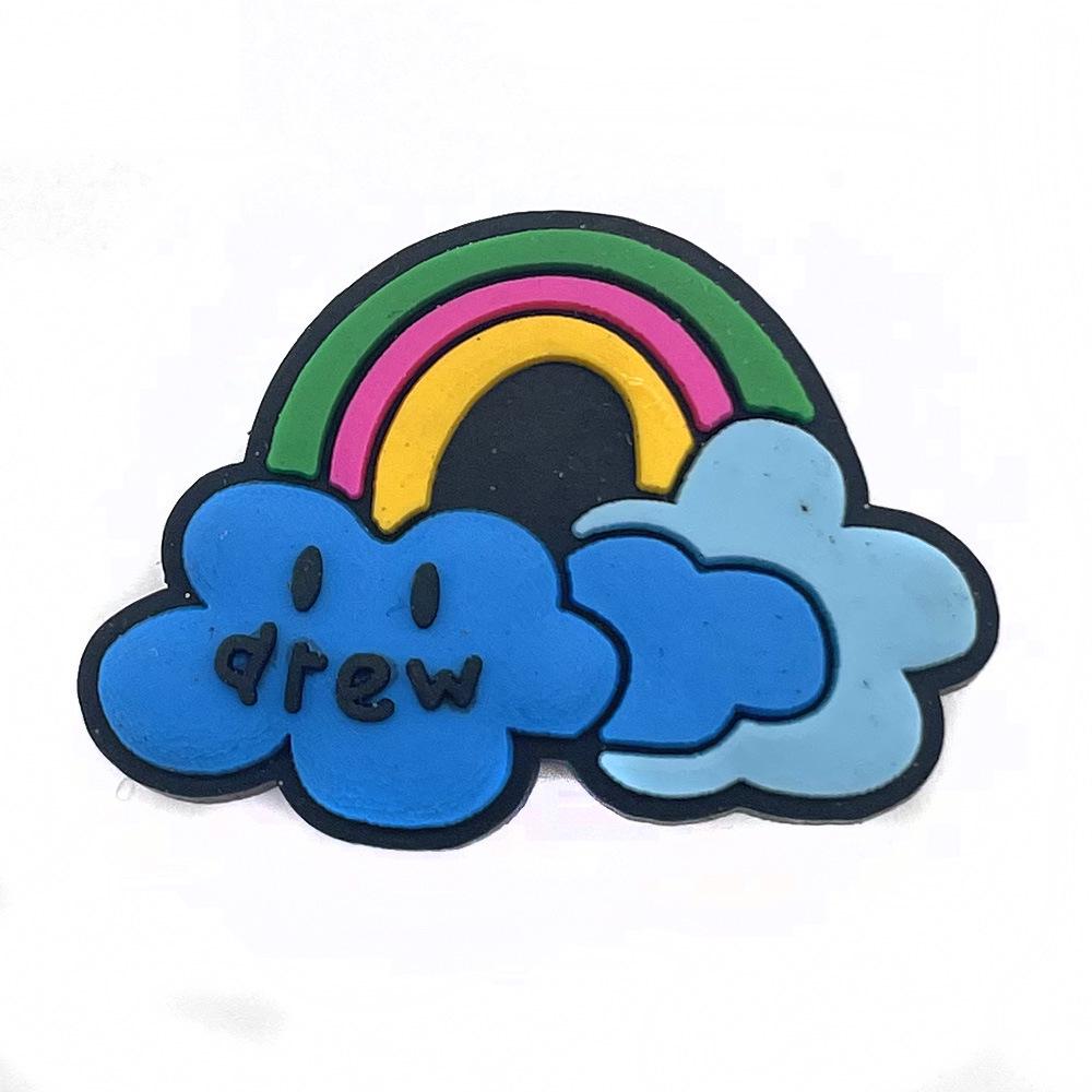 Cute Cartoon Shoe Decorations: PVC Soft Rubber Slipper Buckles with DREW Letter & Flower Design