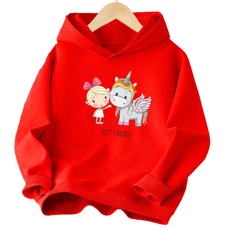 

2025 New Kids Cartoon Cute Unicorn Hoodies Clothes Girls Sports Pullover Hoody Sweatshirt 110