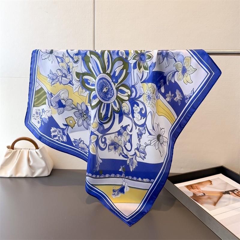 Print Scarf Neckerchief Turban Hijab Luxury Female Square Headscarf Shawl Bandana Headband Windproof Handkerchief Fashion Wraps