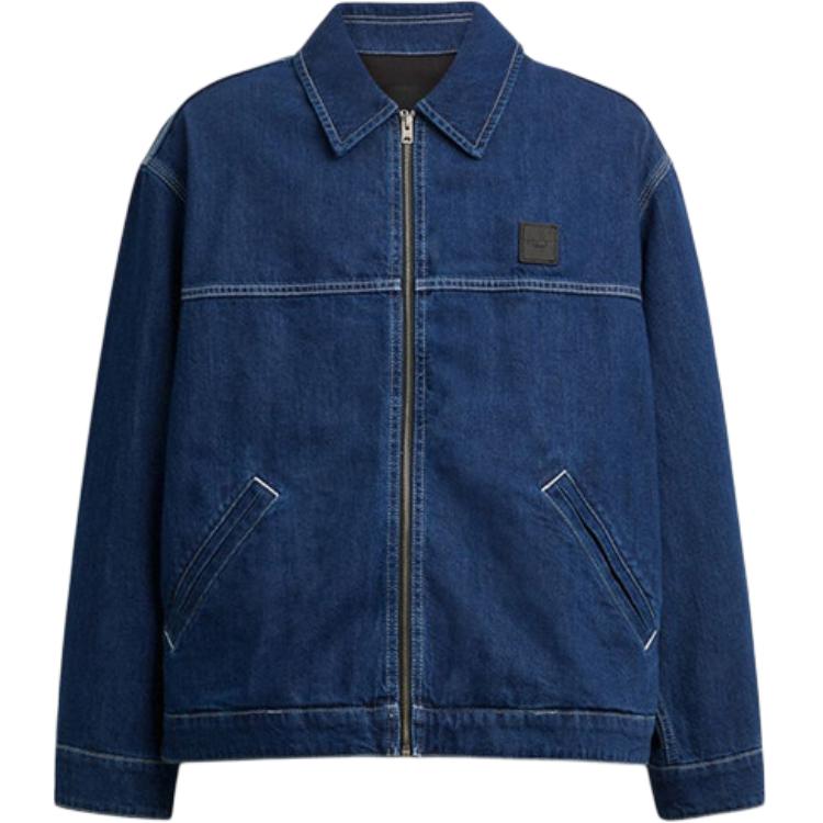 Coach Cotton Denim Work Jacket Men Jackets Blue CY414-COK