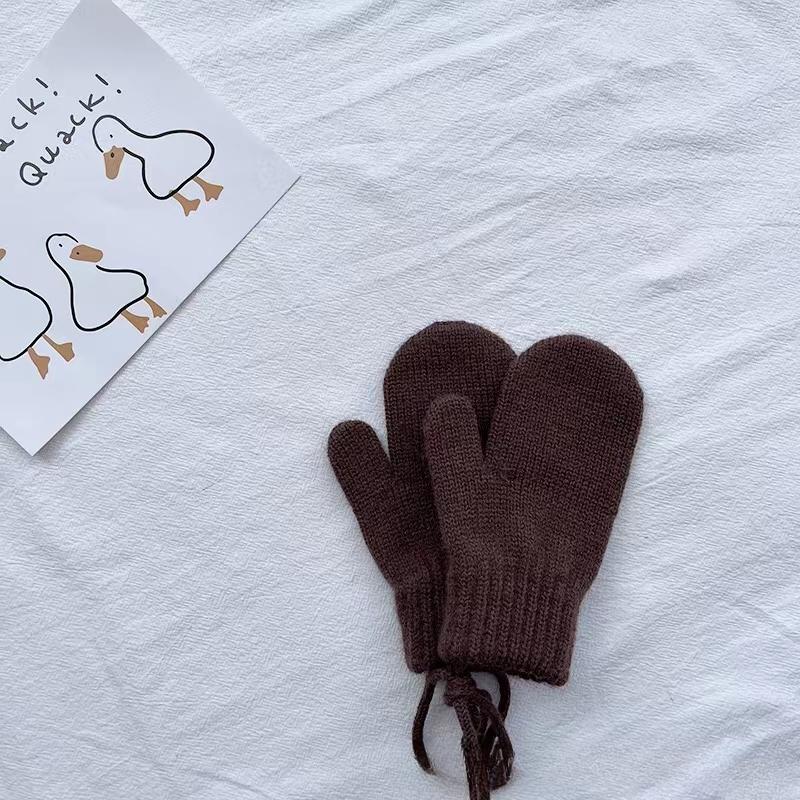 Wolle Baby Winterhandschuhe Candy Color Halfter Kinderfäustlinge für Kinder Mädchen Jungen Accessoires Warme gestrickte Kinderhandschuhe