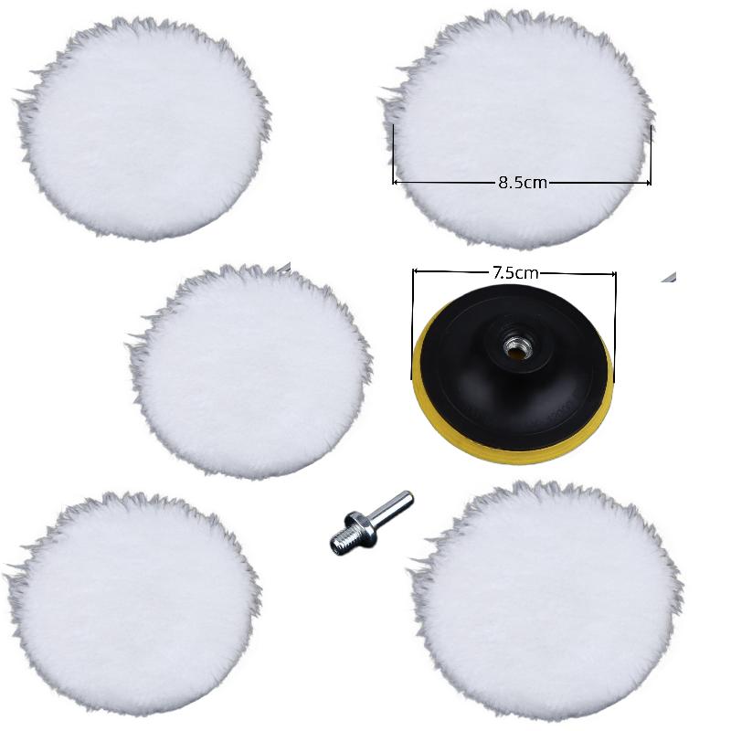 5/7Pcs 3/4/5/6/7 Inches Soft And Reusable Polishing Pads Car Buffing Wool Wheel Mop Kits For Car Polisher Drill Accessories