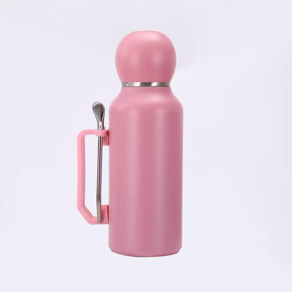 Water Bottle Stainless Steel Football Cup Outdoor Accompanying Sports Kettle Double Layer Thermos Cup with Handle
