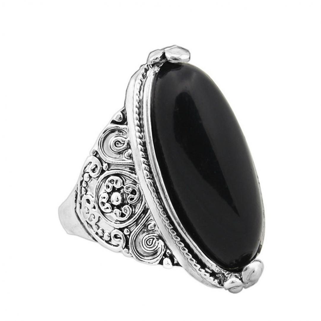 

Женское винтажное кольцо в стиле бохо с овальной бирюзой и антикварным посеребренным кольцом с резьбой, ювелирные изделия 17 mm