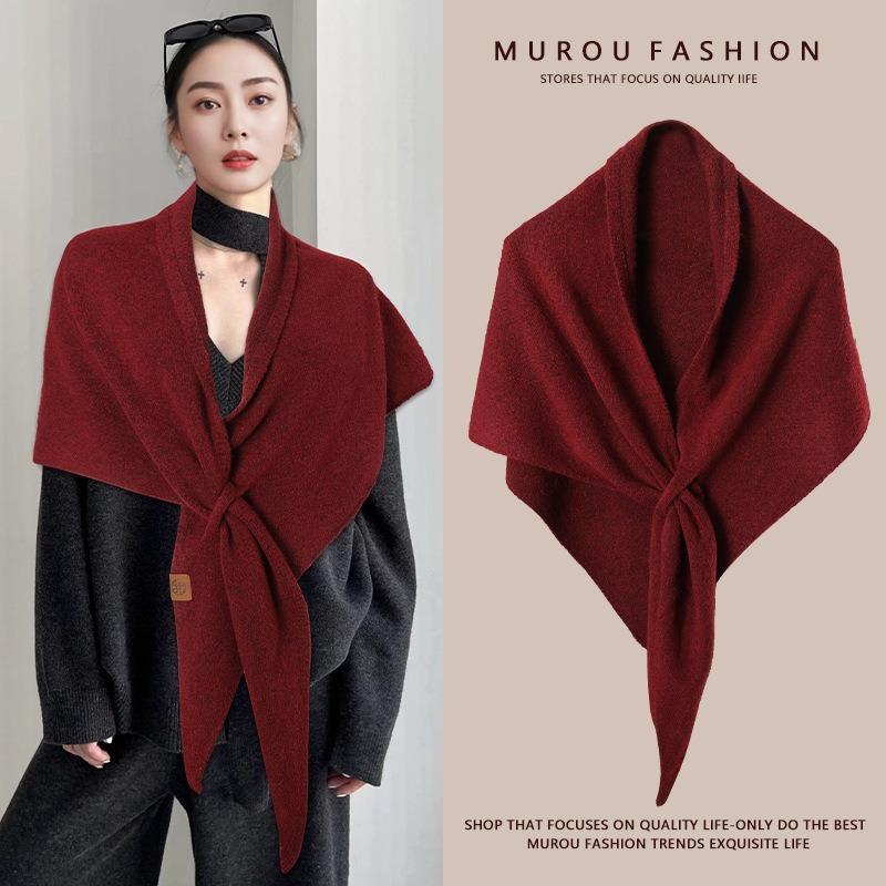 Version New Women's Neck Wrap Autumn and Winter Wool Blended Triangular Shawl Female Thickened with Knitted Warm Shoulder XWJ116
