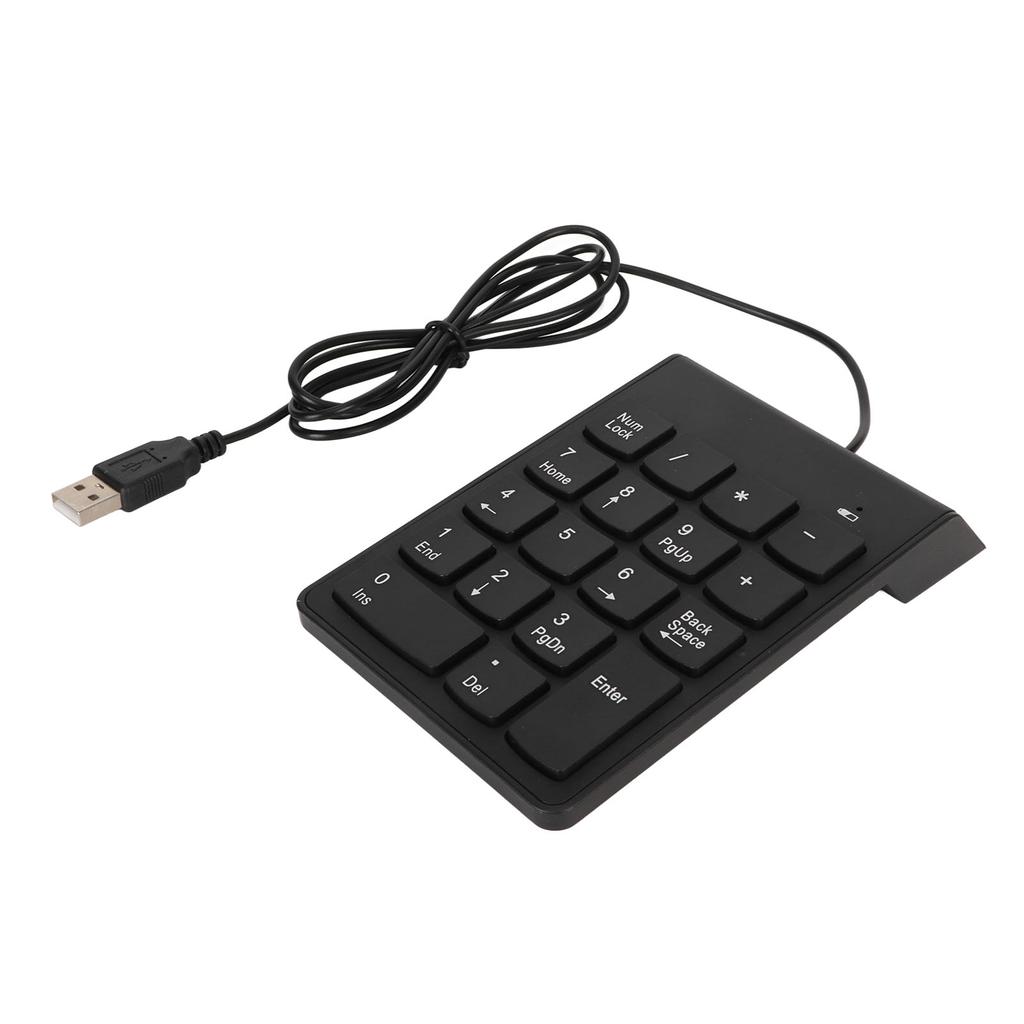 Wired Number Pad Black USB Connection 18 Keys Quiet Plug and Play Smoothing Numeric Keypad for Bank