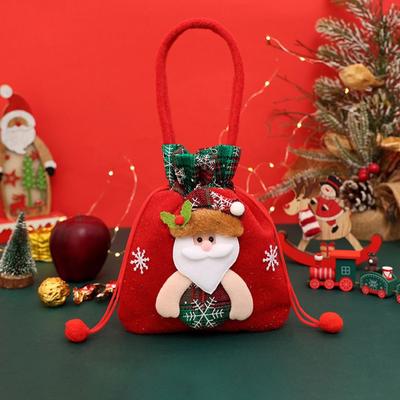 Adorable Elk Doll Christmas Gift Bag Cute Snowman Large Capacity Holiday Gift Bag Funny Durable Drawstring Bag Kids Adult
