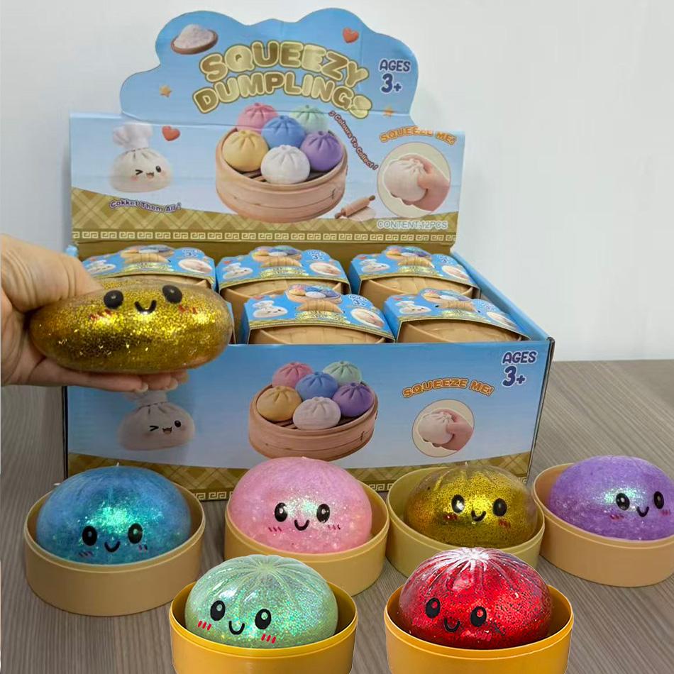 Glitter Dumpling Glitter Dumpling Squishy with Box Dumplings Sensory Squeeze Toy for Stress Relief