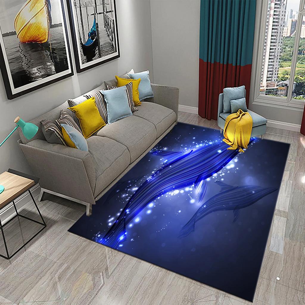 3D Dolphin Abstract Art Carpet for Kitchen Mat Entrance Doormat Bedroom Floor Decor Living Room Carpet Bathroom Anti-slip Rugs