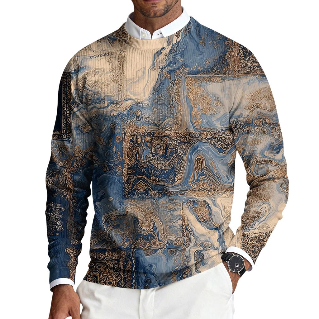 Herren Rundhals Langarm Rippstrick Pullover
