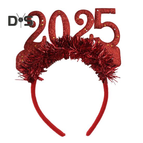

2025 Повязка на голову Блестящий блеск Новогодние праздники Музыкальные фестивали Легкий обруч для волос Аксессуар для волос красный