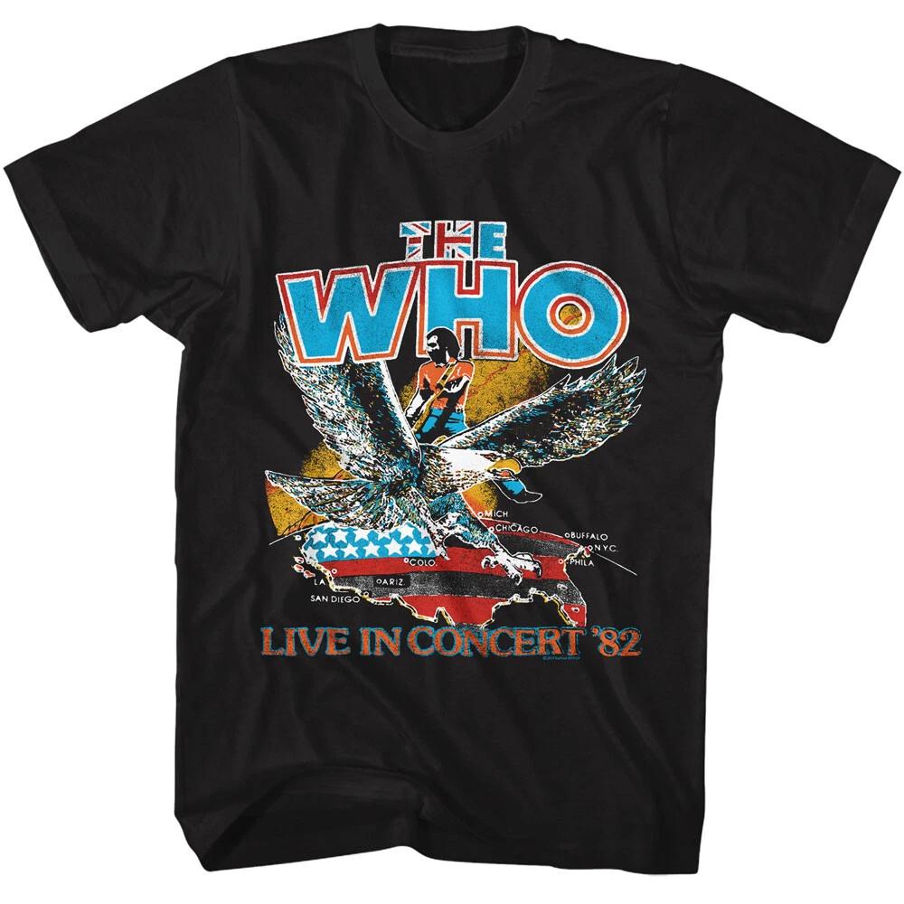 The Who Live In Concert USA Tour 82 Men s T Shirt Rock Band Music Merch S