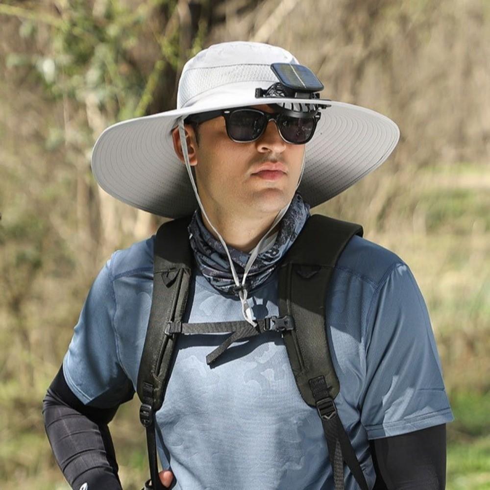 Breathable Sun Hat with Fan UV Protection Summer Fan Visor Cap Fishing Bucket Hat Outdoor Travel