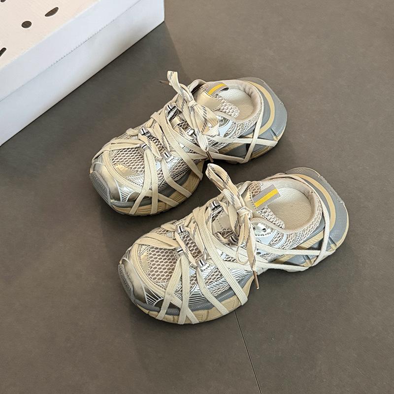 Retro versatile straps old dirty dad shoes autumn and winter fashion mesh girls sports moral training shoes casual shoes