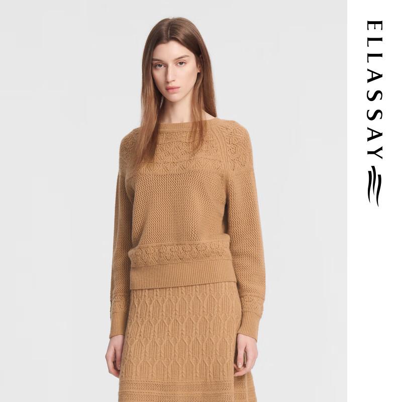 

ELLASSAY Women s Autumn Wool & Cashmere Blend Round Neck Knit Sweater S