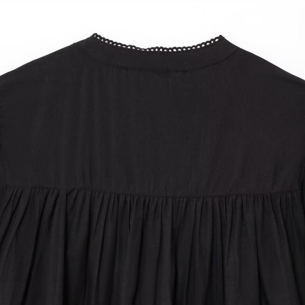 2025 Spring/Summer Women's Lace Patchwork Round Neck Top