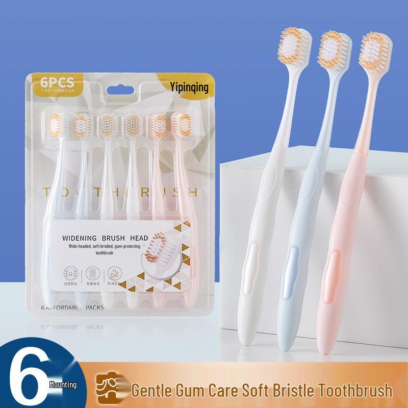 Premium Wide-Head Adult Toothbrush Set (6-Pack)