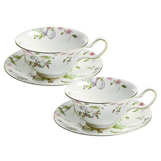 

WEDGWOOD Sweet Plum Tea Cup Пара блюдец Пионы и [Предмет] синий