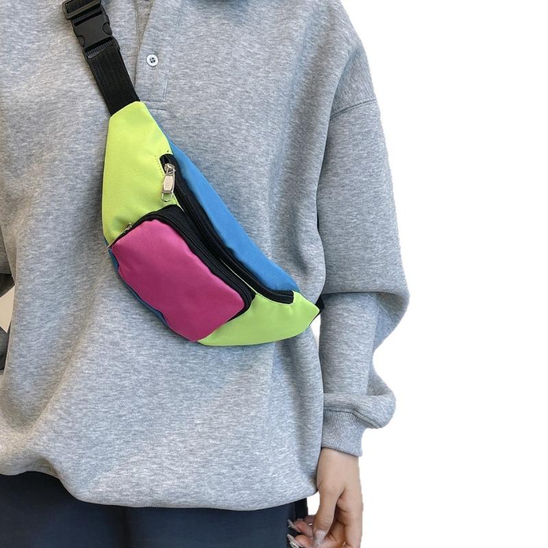 Retro 80s 90s Fanny Pack Retro Belt Bag 2 Pockets Neon Fanny Small Waist Packs for Jogging Traveling Carnival Party Costum