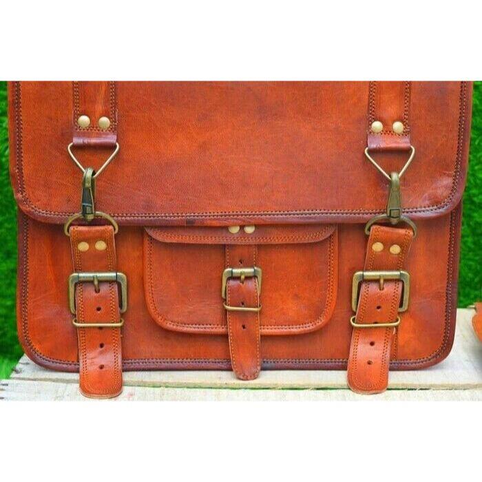 Handmade New Messenger Satchel Office Bag Classic Genuine Goat Leather Laptop
