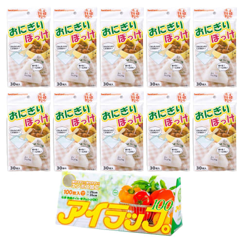 [Air Wrap Set] Iwatani Material Air Wrap 100 Sheets & Onigiri Sheets, Made In Japan, Onigiri Pocket, 30 Sheets X 10 Sets, 16 X 16 Cm, Includes Sealing